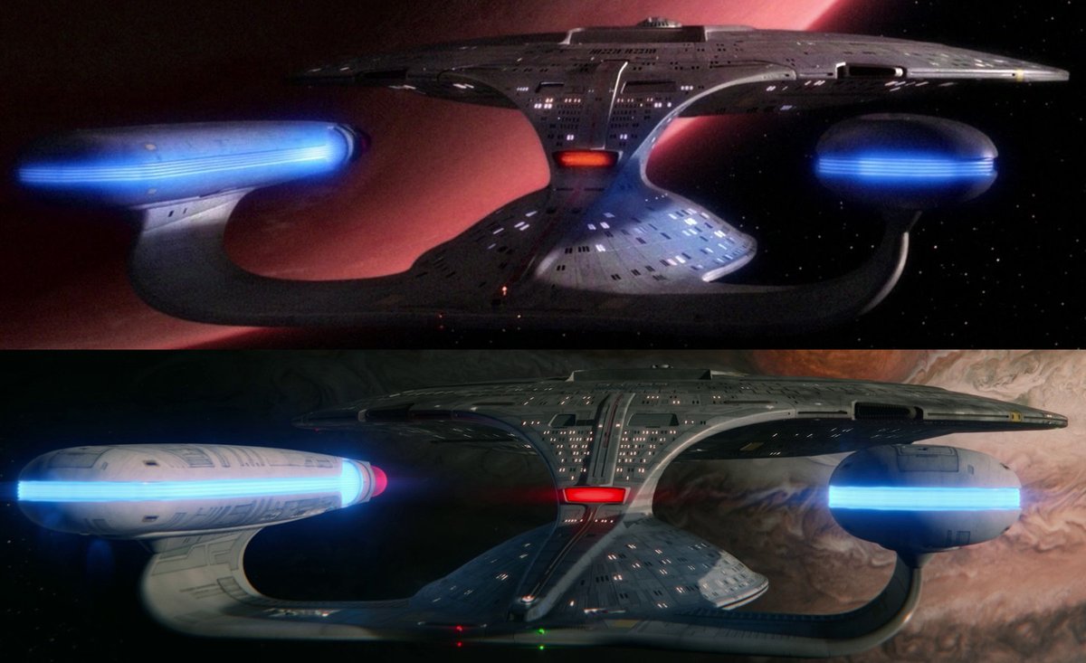 The shot of the USS Enterprise-D matching the glorious shot in #StarTrekPicard's "The Last Generation"⬇️ most closely can be found in #StarTrekTNG's season 1 episode "Home Soil"⬆️, showing the ship in orbit of Velara III. :-)