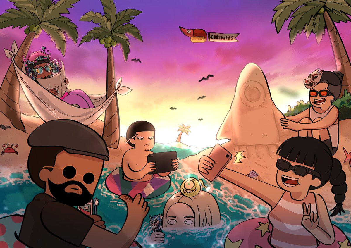 Mindblowon #2735 and @MindblowonNFT crew chilling in Caridea will you catch the spaceship? #MindblowonArt