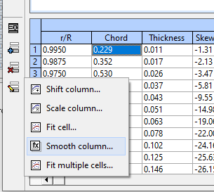 HydroCompInc's tweet image. #QuickTake: There are many ways to edit the data in PropCad - Rotation, Blade Count, Diameter, Pitch, and Rake of GL aft can all be edited and rebuilt. For example, there are smoothing tools accessible from the toolbar to the left of the Sections table and Transform tools.