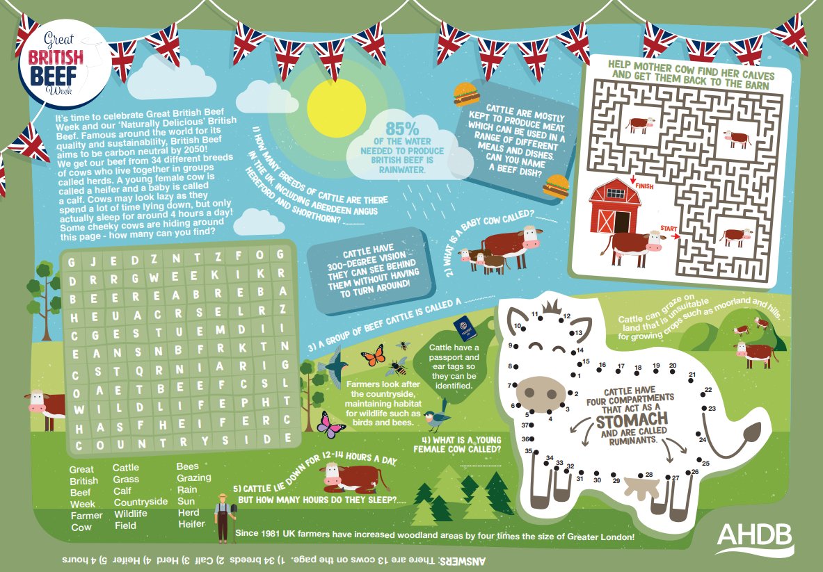 🗣 Did you know we have a colourful Great British Beef Week activity sheet for children? This activity sheet is full of puzzles and fun facts about our British cows to help young people understand more about where their food comes from! Download now 👉 ladiesinbeef.org.uk