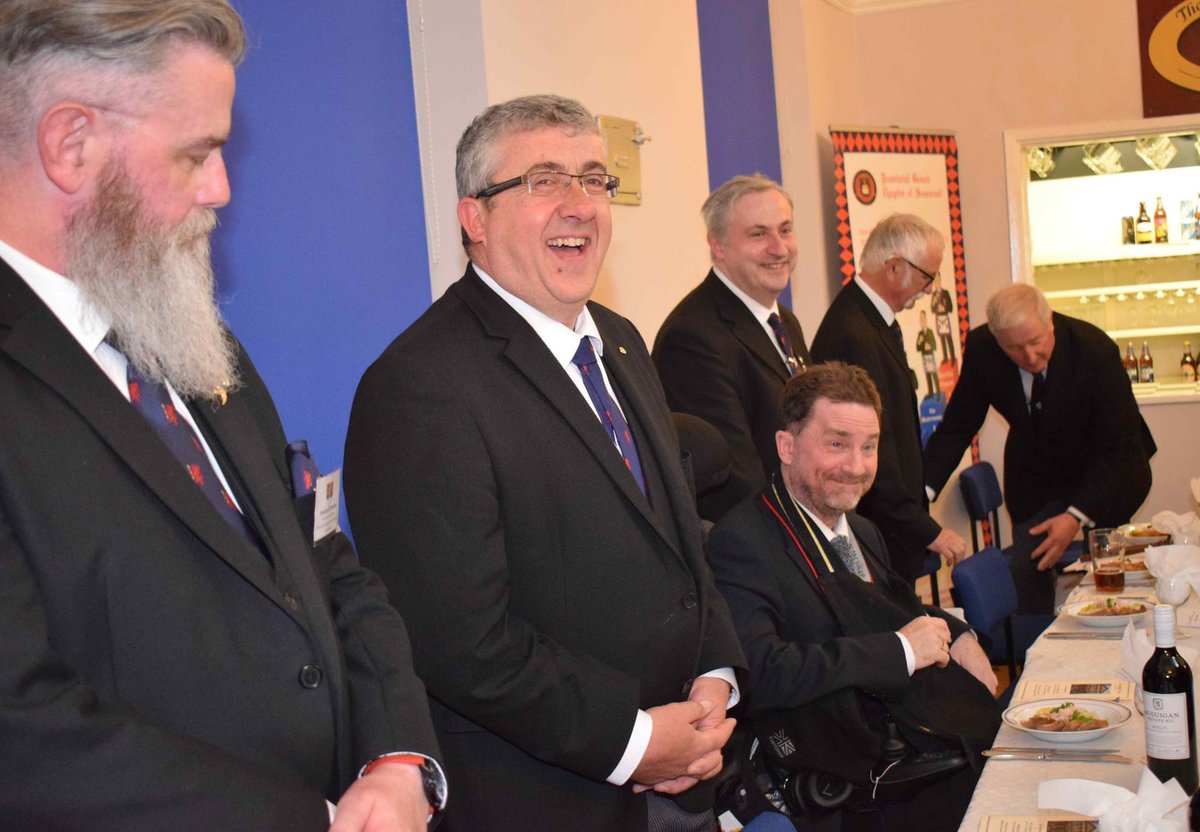 LodgeConnaught's tweet photo. 111th Installation Meeting
Wednesday 19 April

In the presence of W. Bro Anthony Guthrie PSGD, Assistant Provincial Grand Master for Somerset, a full temple saw Bro Alastair Slade installed as the 111th Worshipful Master of Connaught Lodge. https://t.co/cYgxBzFPEI