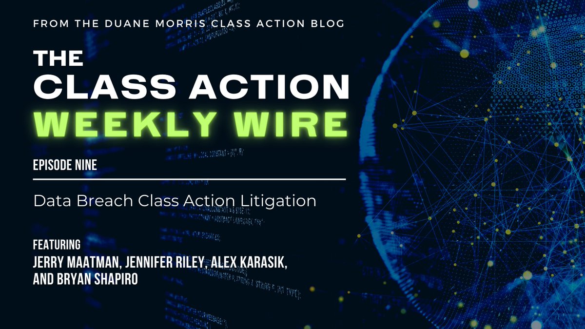 It's Friday, and here is our latest weekly podcast on cutting-edge class action litigation topics - this new episode focuses on data breach class action litigation, the key decisions of 2022, and what 2023 is apt to bring for corporate counsel
blogs.duanemorris.com/classactiondef…