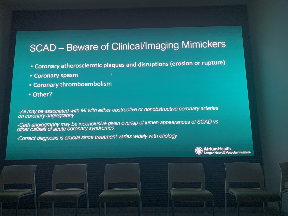 drmalissawood's tweet photo. @MarkusSchererMD eloquently discussing role of cardiac CTA in SCAD โYou donโt know what you canโt seeโ #SangerSCADConference @SCADalliance @iSCADregistry @EstherSHKimMD https://t.co/jP4FpwL9M8