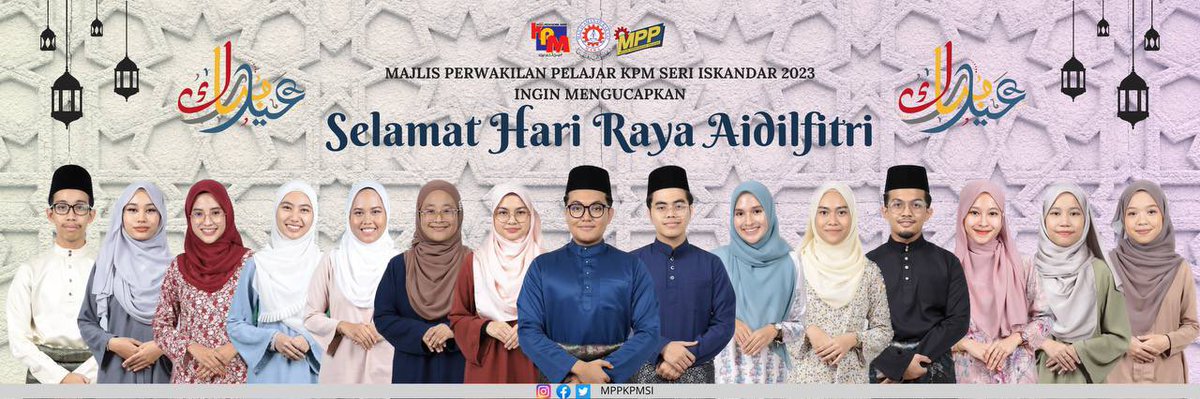 MPPKPMSI's tweet photo. Assalammualaikum w.b.t, dia atas kesempatan ini kami barisan Majlis Perwakilan Pelajar 2023 ingin mengucapkan Selamat Hari Raya Aidilfitri maaf zahir dan batin kepada seluruh warga Kolej Profesional Mara Seri Iskandar. 

1/2 https://t.co/2uBQSg37Z9