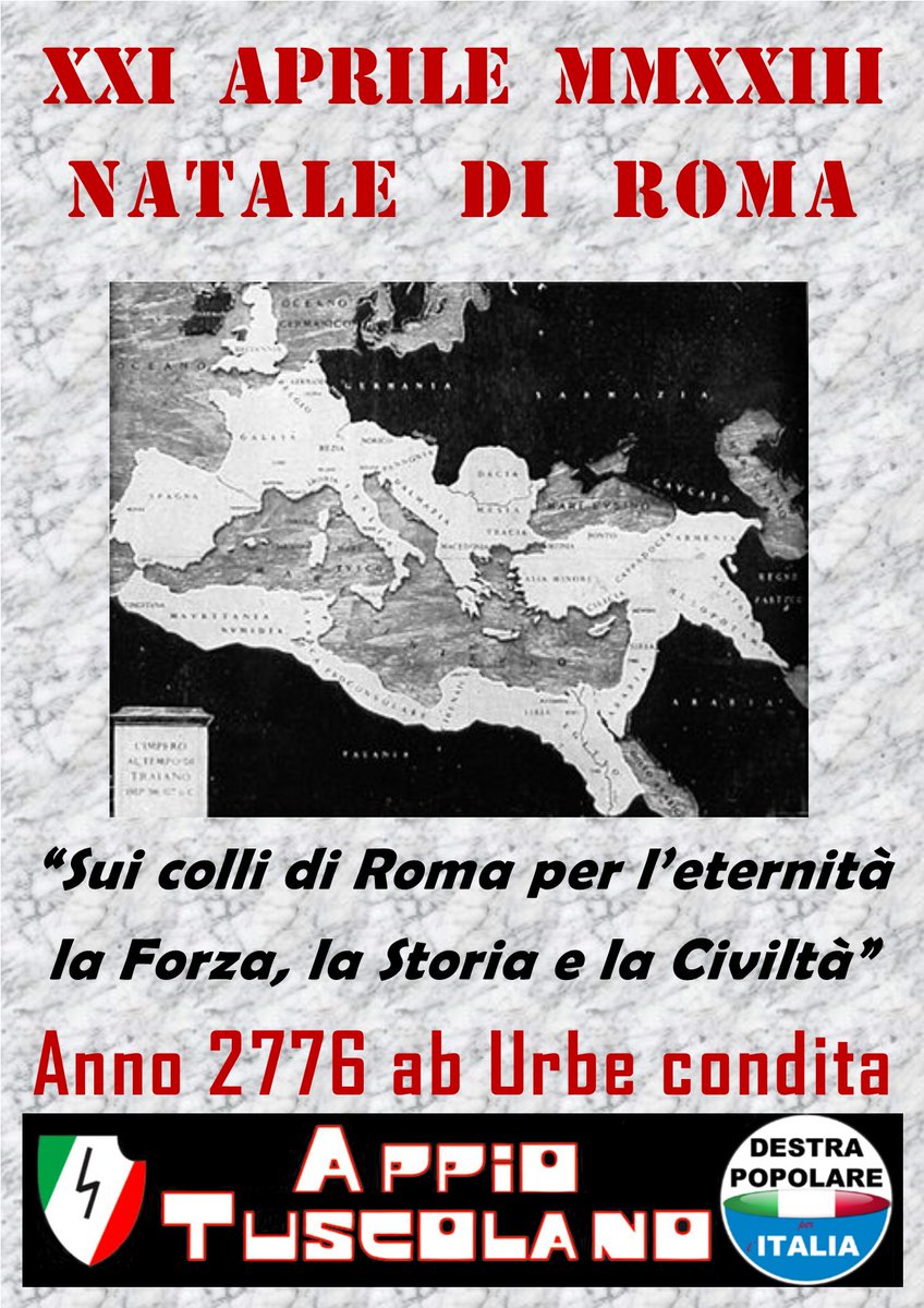 DestraPopol_ITA's tweet photo. #21aprile 
Sui colli di Roma per l'eternità, la forza, la storia e la civiltà.
Buon compleanno #CaputMundi
#natalediroma 
#NatalediRoma2023 https://t.co/FoxW61fCRe