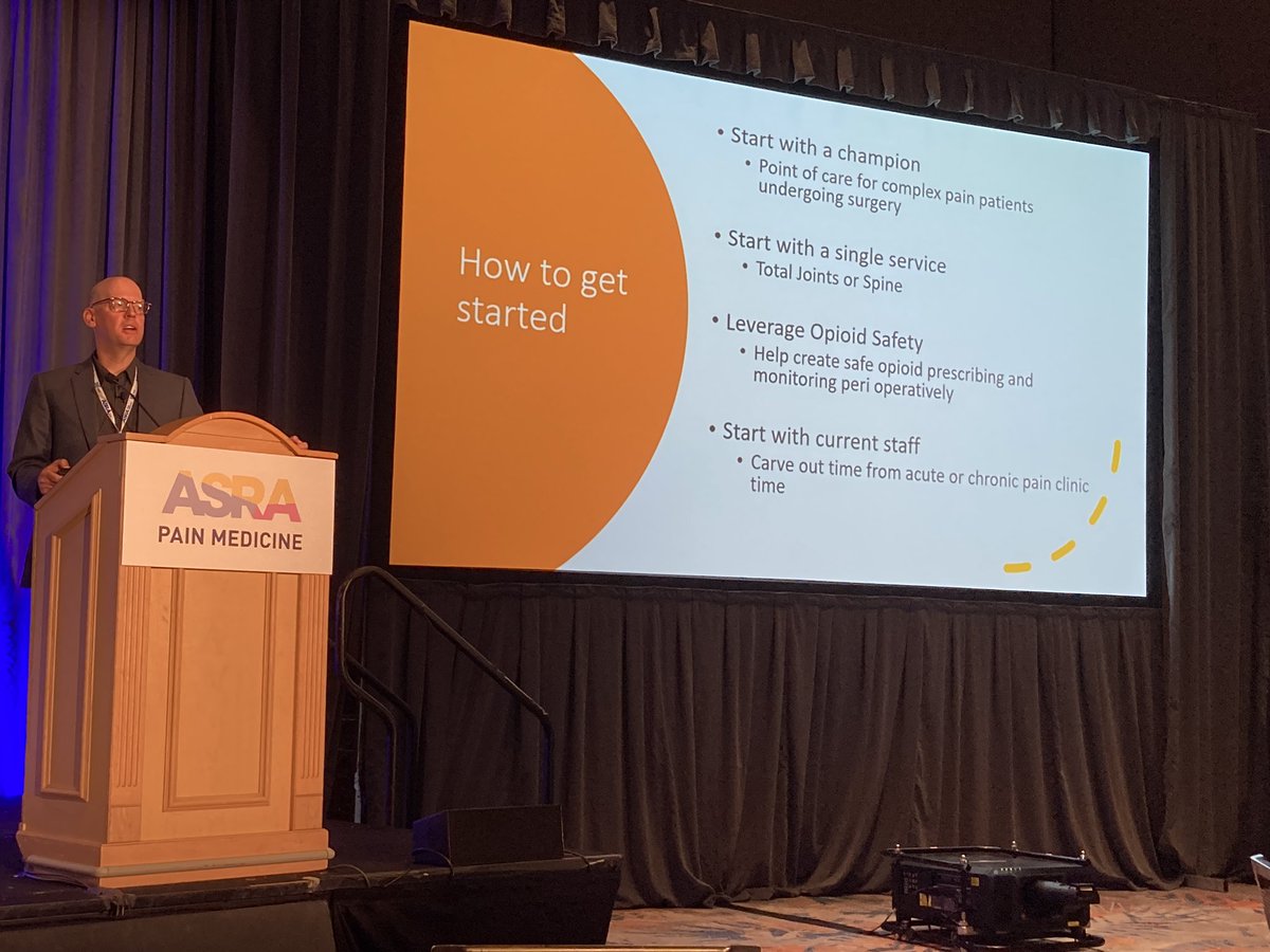 Establishing a transitional pain service doesn’t have to be a huge endeavor. 
➡️start with current APS or chronic pain staff
➡️give protected time to work on TPS
➡️start with a surgical service you have a good relationship with
➡️harm reduction
#ASRASpring23 <a href="/ASRA_Society/">ASRA Pain Medicine</a>