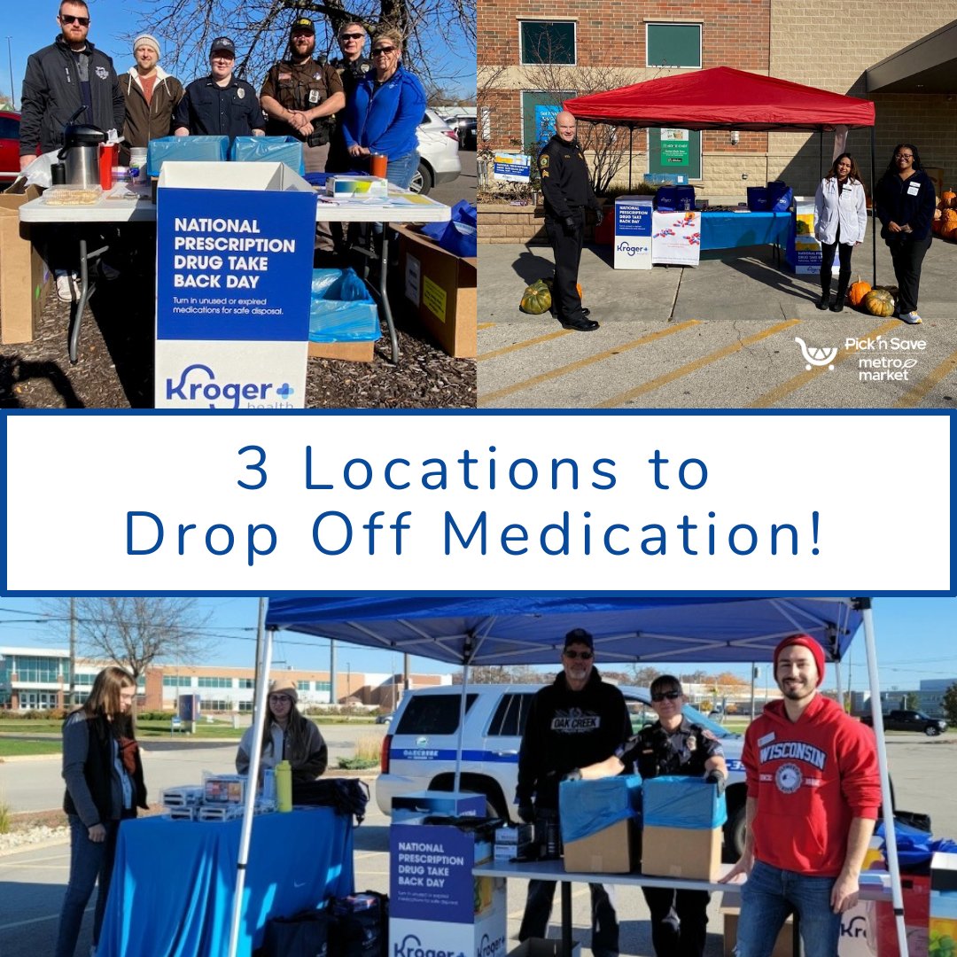PicknSaveStores's tweet photo. TODAY, 10 AM– 2 PM, we are partnering with local law enforcement for #NationalPrescriptionDrugTakebackDay!
Safely discard expired/unused medications & sharps at participating locations. Find locations and learn more at https://t.co/I2wOLXDCFY
#PicknSave #DrugTakeBackDay https://t.co/f7asoMTaP1