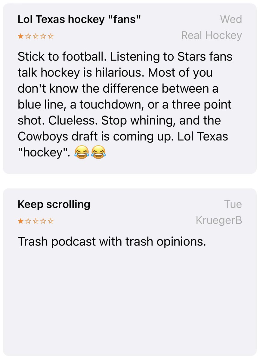 StarcasticR's tweet photo. Definitely hacked off some Wild fans after Game 1. 😂 Don’t worry. We know the difference between a touchdown, blue line, and a three point shot. 

We also know the difference between a team that has made it to three Stanley Cup Finals and a team that can’t get out of 1st round😉 https://t.co/BNHoW6oTkT