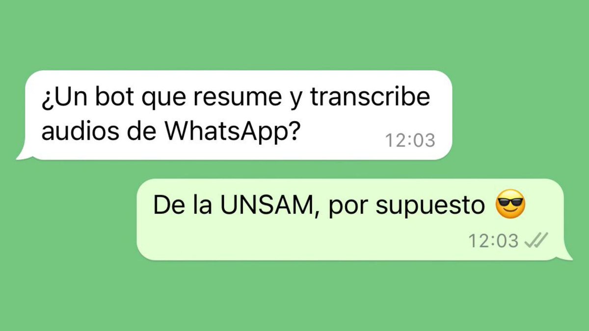 unsamoficial's tweet photo. ¿Sabías que TranscribeMe, el bot que te transcribe audios de WhatsApp, fue creado por un unsamer? 😍💪🏼 En este hilo te contamos de qué se trata https://t.co/GVPRMlq50m
