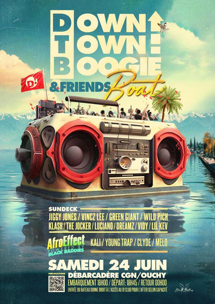 🚨Le 24 Juin ça se passe sur le Lac de Genève ou Léman (à vous de voir) pour la Downtown Boogie &amp; Friends Boat 🚢 

Embarquement Quai d'Ouchy: 18h00
Départ: 18h45
Retour: 00h00
Le billet du bateau donne droit à l'after au D! Club. 

Prélocs dispos ici -> discover.smeetz.com/fr/product/b2b…