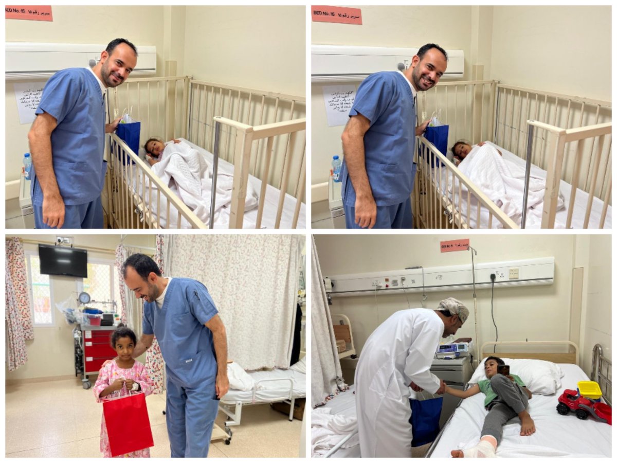 dghs_n_sharqiya's tweet photo. بمناسبة #عيد_الفطر_المبارك ١٤٤٤هـ قسم العلاقات العامة وخدمات المرضى بالتعاون مع قسم التمريض بمستشفى إبراء بحضور ومشاركة الدكتور أحمد الجابري مدير المستشفى قام بتوزيع هدايا للأطفال المرقدين بجناح الأطفال بهذه المناسبة.
"وكل عام والجميع بخير" 
#مستشفى_إبراء. https://t.co/aIZy9cMnr9