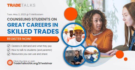 msdmannda's tweet photo. Don't miss our live convo May 2 w/counseling leaders, pros &amp; advocates on high-paying careers in skilled trades.  Register at https://t.co/9n0sg2iSgm webinar. 🚧👷🏽😊#ChangeTheCareerConversation #FreePL #SchoolCounselors @WeAreGSCA @ASCAtweets @gadoecounselors https://t.co/XYUkX2OooY
