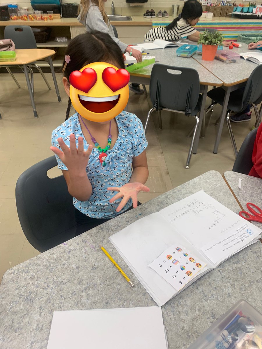 Problem solving with emojis this morning! 😜😍😁 we used our favourite math tools to help us: number lines and of course…. Our fingers!