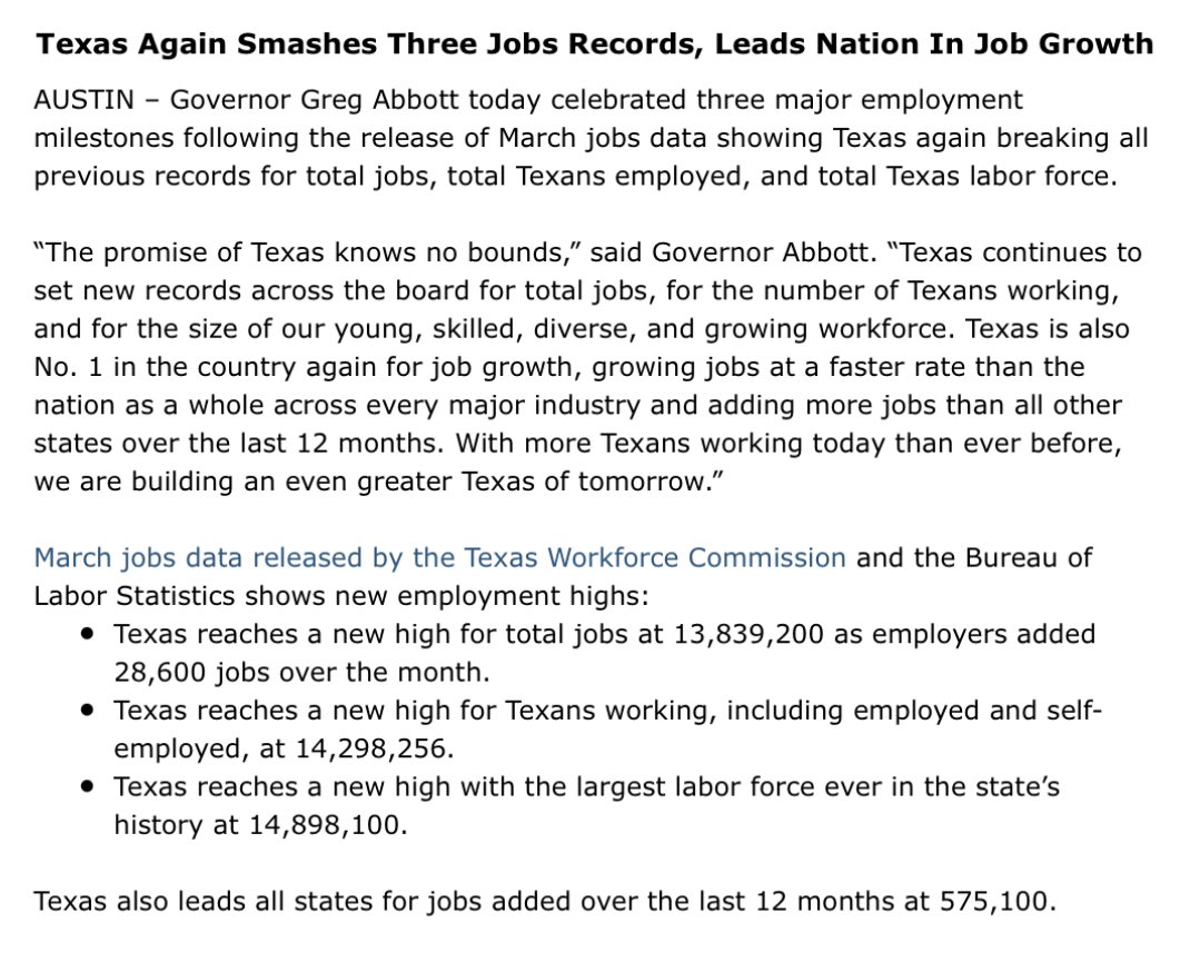 Greg Abbott on Twitter "ANOTHER recordsmashing month in Texas! New