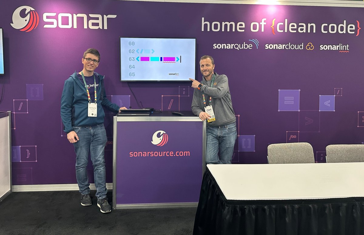 SonarSource's tweet photo. Live from #PyConUS 2023! 🚀🐍
Stop by booth # 352! We're hosting demos on: 

⭐Full flow &amp; ease of our solution from IDE to PR analysis 
⭐Clean as You Code via quality gates &amp; quality profiles 
⭐Improving your #Python development https://t.co/Vmd7IuLeMq