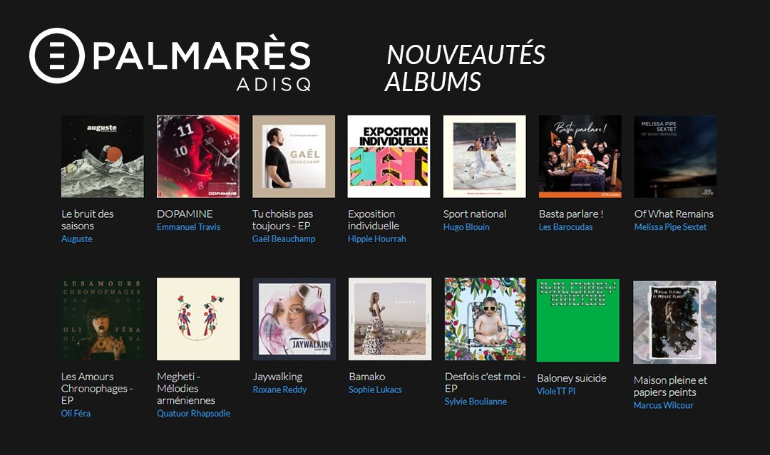 ADISQ_'s tweet photo. Nouveautés albums sur #PalmarèsADISQ ➡️ https://t.co/lOmDqD2PNm 

Découvrez les nouveaux albums de @Emmanueltravis, @ViolettPi, Oli Féra et plus encore! 💙 https://t.co/w1VpuERgvV
