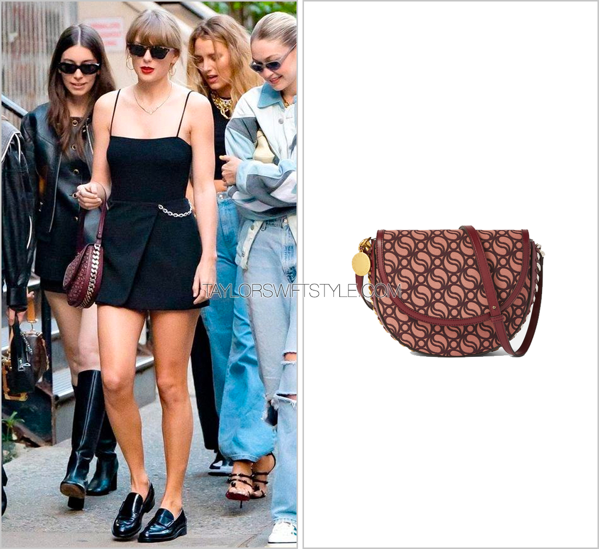 tswiftstyle's tweet photo. Out and about NYC again, this time. with @gigihadid. @taylorswift13 carries a @StellaMcCartney bag ($1,530). https://t.co/yZr1BwVD8u https://t.co/IsuG29cuPA