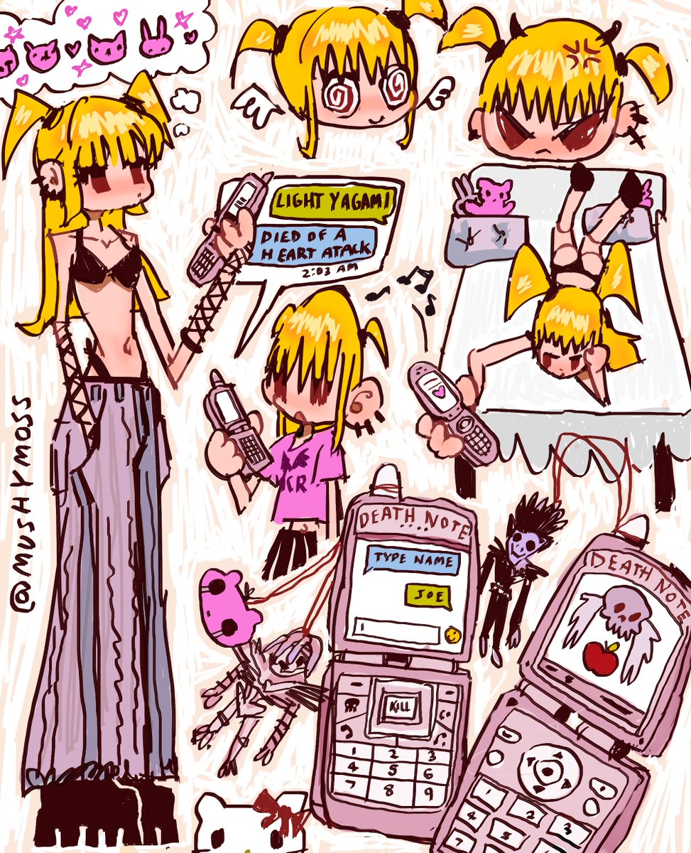 mushymoss_'s tweet photo. misa if the deathnote was a 2000s cellphone https://t.co/P6Xwrdn5Cp