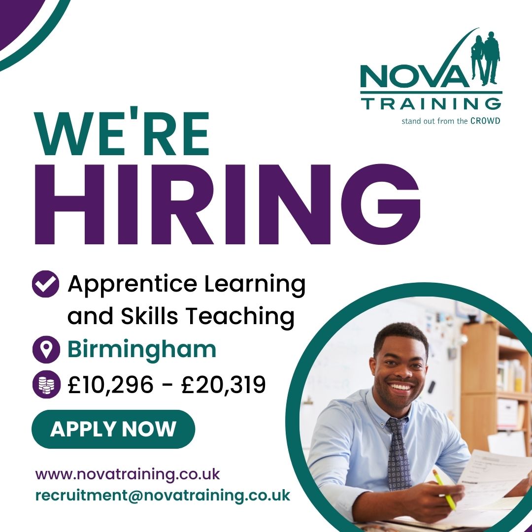 Nova Training on Twitter "Apprentice Learning and Skills Teaching Birmingham Apply Now https