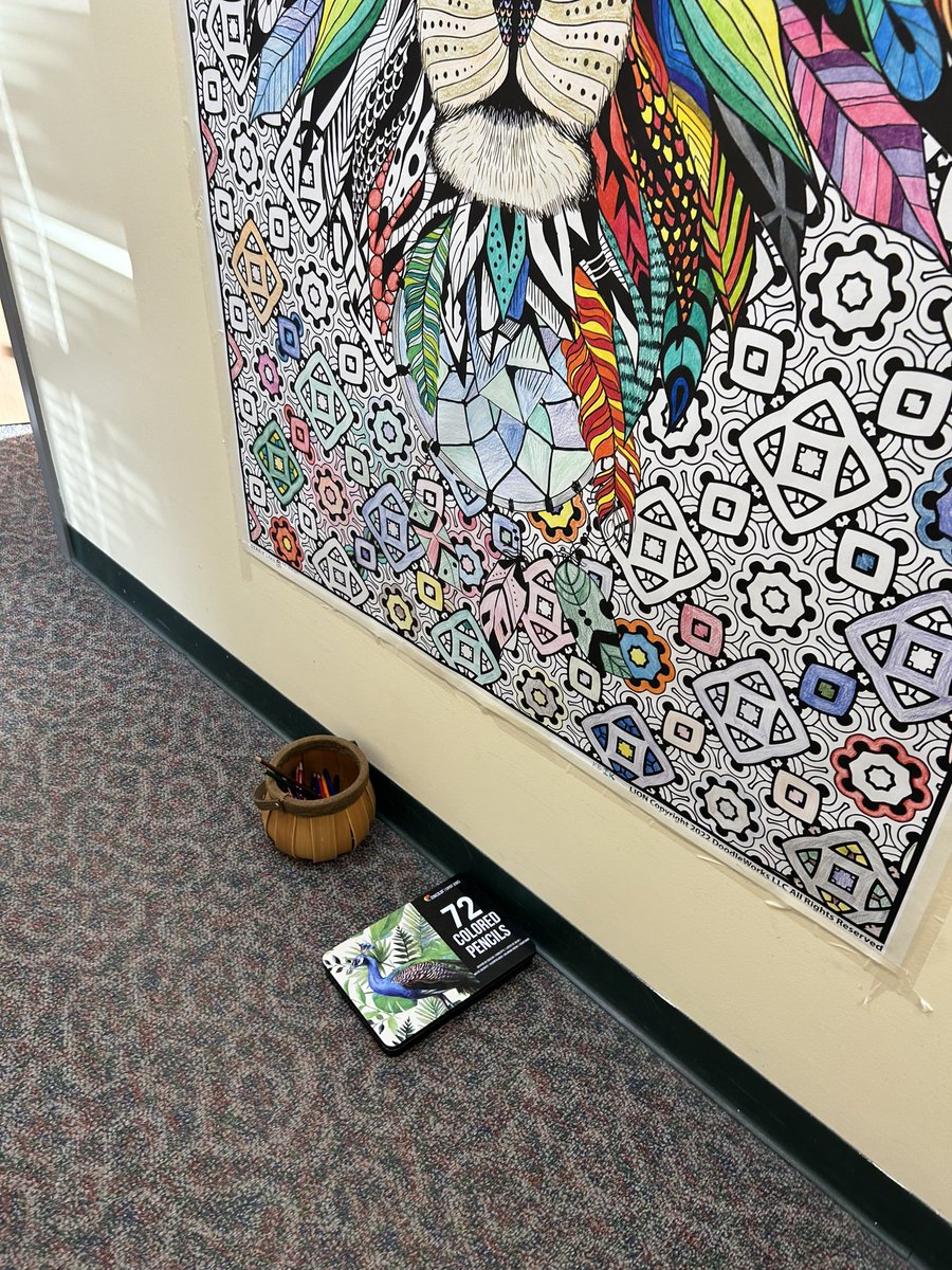 MCDAVI15's tweet photo. MHSN staff create boards that are engaging , interactive, and display ss work. They change often and I love seeing the many creative displays . Today, I participated in mindful coloring in just 2 minutes while I waited for a meeting . @Mr_KCullen @#MTSPride #wearemiddnorth https://t.co/WVoS6PvHfi