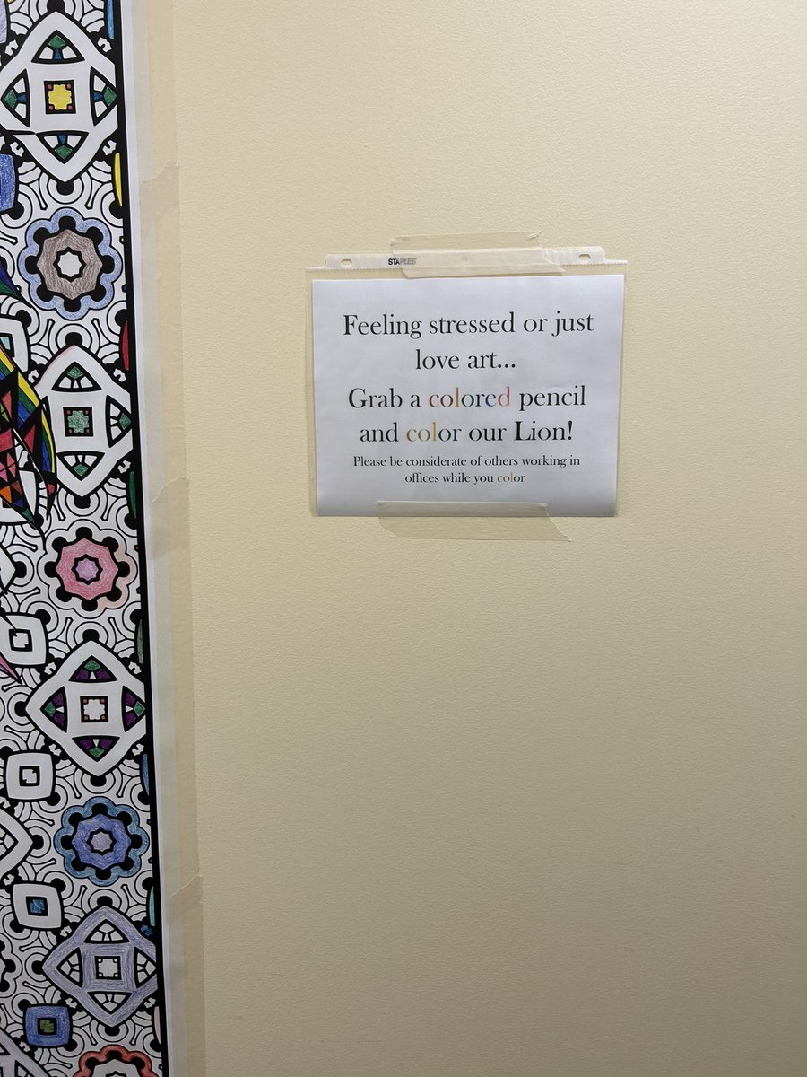 MCDAVI15's tweet photo. MHSN staff create boards that are engaging , interactive, and display ss work. They change often and I love seeing the many creative displays . Today, I participated in mindful coloring in just 2 minutes while I waited for a meeting . @Mr_KCullen @#MTSPride #wearemiddnorth https://t.co/WVoS6PvHfi