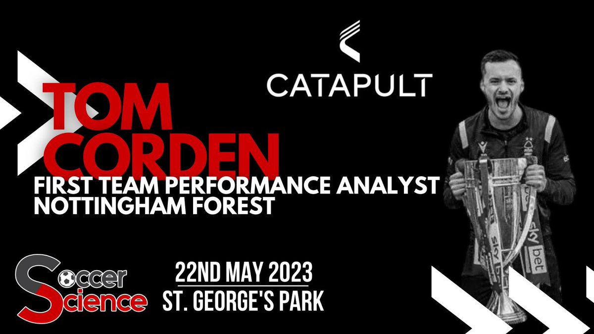 🚨 SPEAKER ANNOUNCEMENT 🚨

We're excited to announce that Premier League performance analyst with <a href="/NFFC/">Nottingham Forest</a> <a href="/TomCorden23/">Tom Corden</a> will be talking at the 2023 Soccer Science Conference ❕

📅 Monday 22nd May
📍 St. George’s Park
🎟️ eventbrite.co.uk/e/2023-soccer-…
