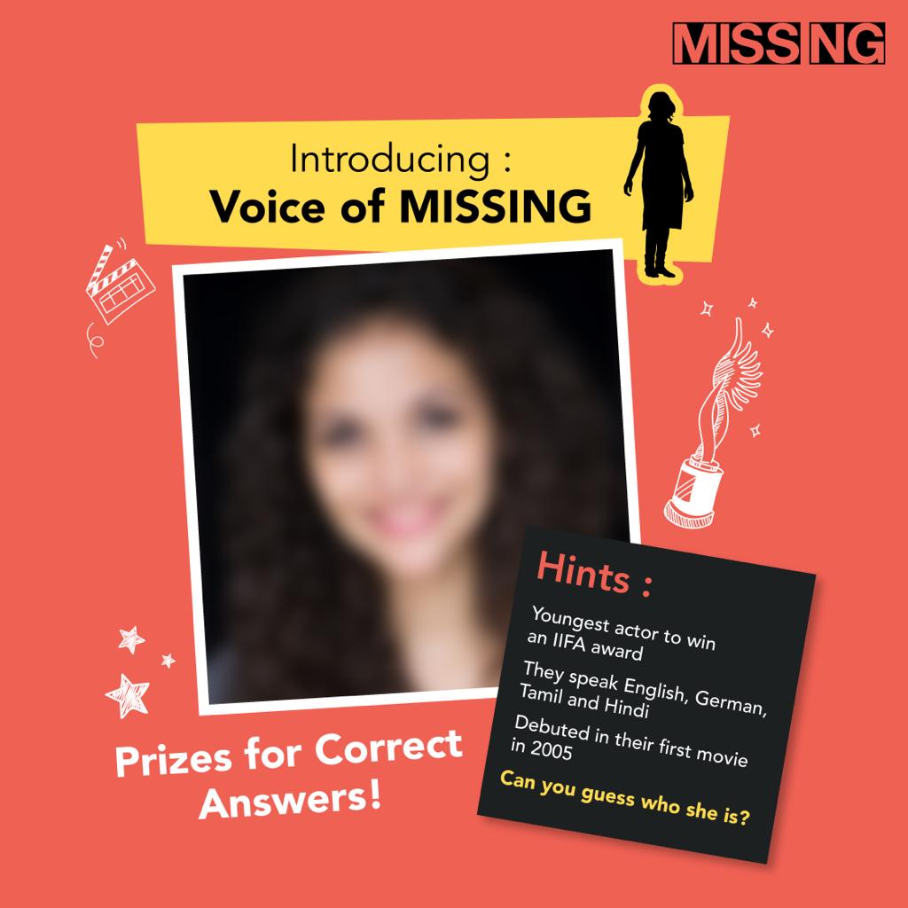 savemissingirls's tweet photo. Can you guess who our Voice of Missing is? Look at the hints and try your luck! 

Comment your answers below and lucky winners will win a prize.
 
#VoiceOfMissing #GuessWho #Missingirls #Bollywood https://t.co/jnQNboPy0h