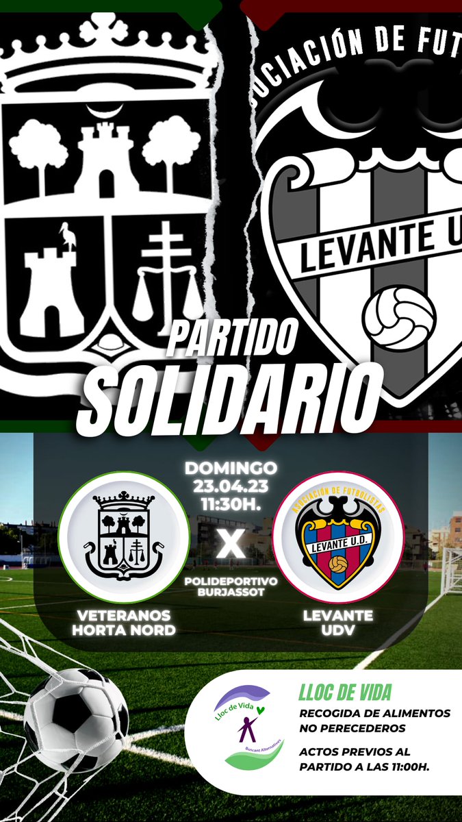 LUDveteranos's tweet photo. 🐸 ¡Este domingo vuelven nuestros veteranos! 🔙🏟️
A partir de las 11h te esperamos en el Polideportivo de Burjassot para disfrutar del amistoso entre los Veteranos Horta Nord y @LUDveteranos 🟦🟥
Se realizará una recogida de alimentos a favor de #LlocDeVida 🤝🏻⚽ https://t.co/3LpOYid4xh