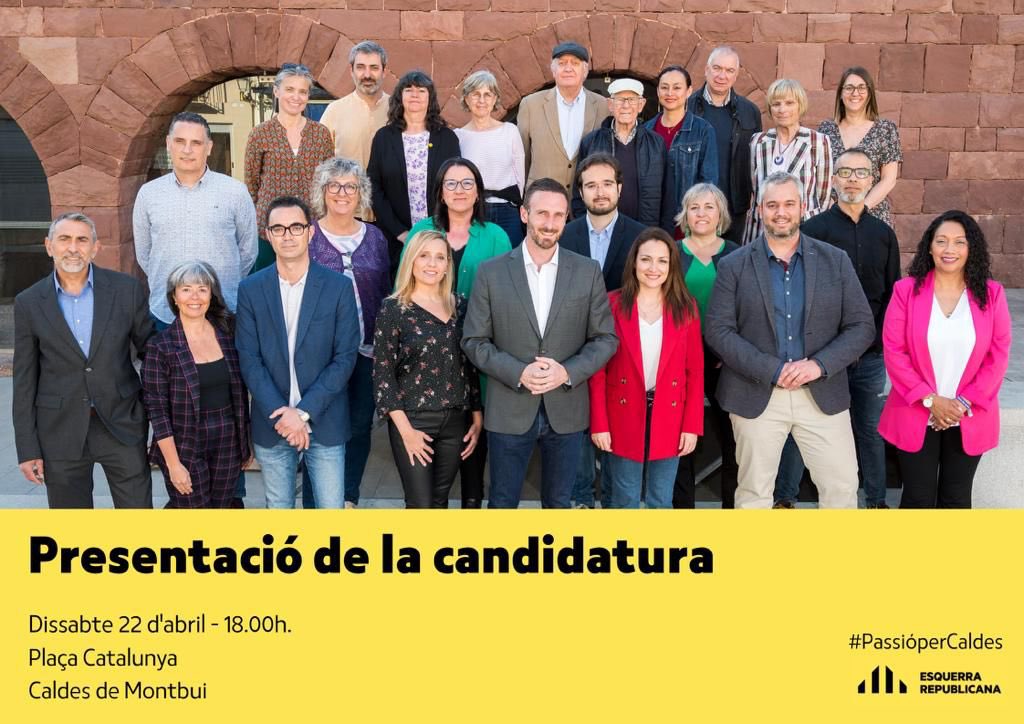 jordisolef's tweet photo. Demà, presentació de l’equip d’ @ERC_Caldes per les properes eleccions municipals. Un grup de bona gent que, liderats per l’Alcalde @IsidrePineda , estan ben il·lusionats per continuar la transformació de #CaldesDeMontbui que vàrem iniciar el 2007! https://t.co/JVKABzfQy1