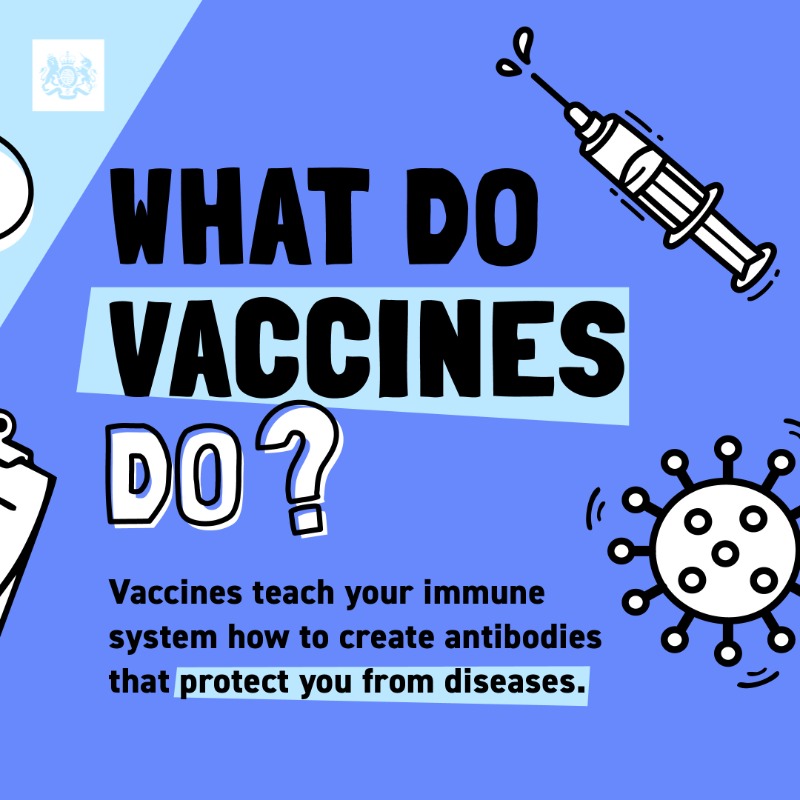 DHSCgovuk's tweet photo. Vaccination is the best way to protect ourselves and our children against serious infectious diseases.

It's important that vaccines are given on time - but if you or your child have missed one, contact your GP to catch up.

#WorldImmunisationWeek #VaccinesWork

More 🔽