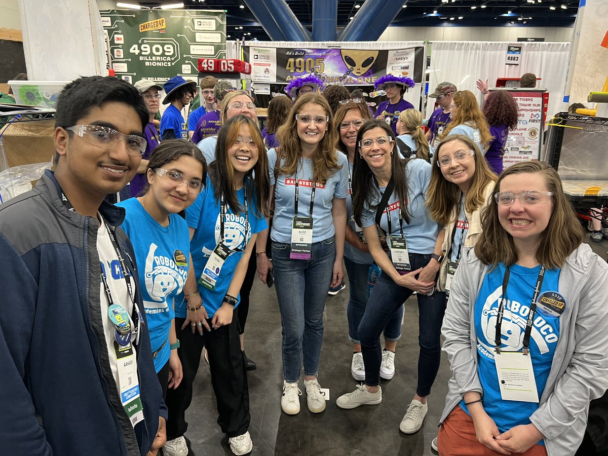 Thank you <a href="/BAESystemsInc/">BAE Systems, Inc.</a> for sponsorship of our team, providing an awesome mentor &amp; visiting w/ us in pits #FIRSTChamps #FIRSTChesapeake #FIRST #robotics #STEM #omgrobots #FRC #chargedup #powerplay #firstenergize