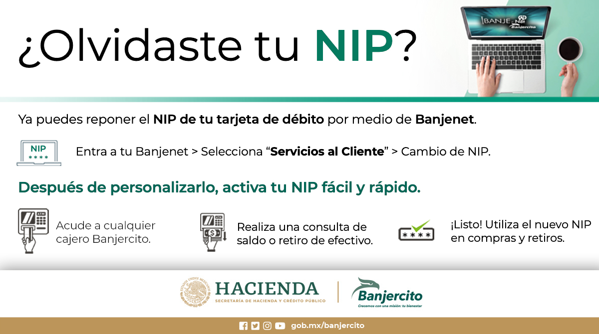 BanjercitoSNC's tweet photo. #Banjenet te ayuda a reponer tu NIP, hazlo tu mismo desde tu banca en línea.
@SEDENAmx @SEMAR_mx @GN_MEXICO_ https://t.co/uxXdGKILmP