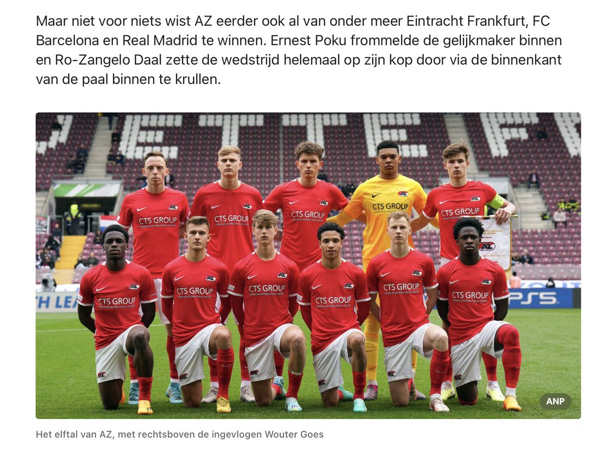 AZ jeugdteams in finale Champions League Jeugd!
Wat een compliment voor goed beleid, bestuur en positieve coaching!