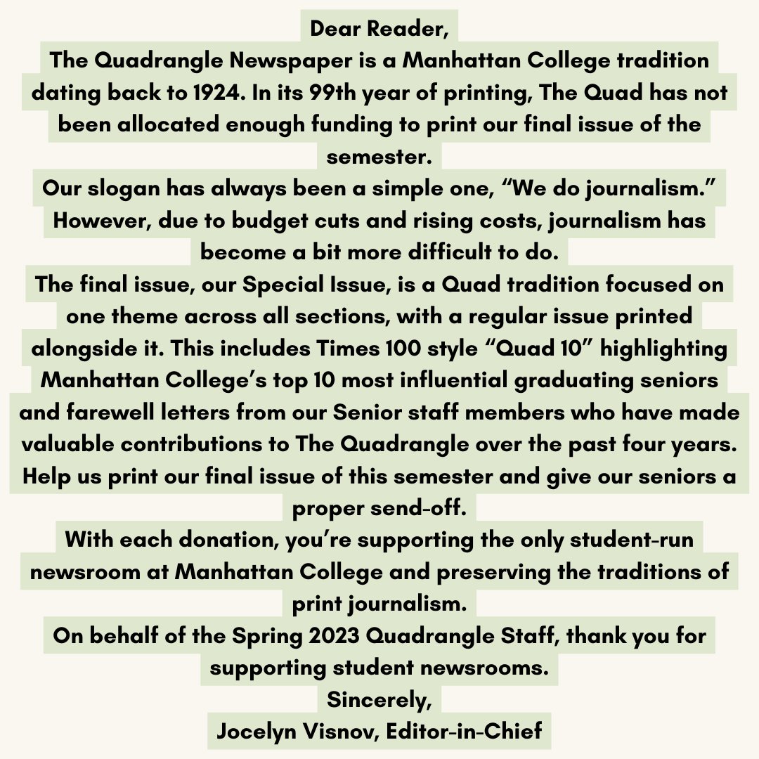 mu_quad's tweet photo. ATTENTION MANHATTAN COLLEGE COMMUNITY

donation link: https://t.co/OC4TfFgj0n https://t.co/QHBUWaYWWV