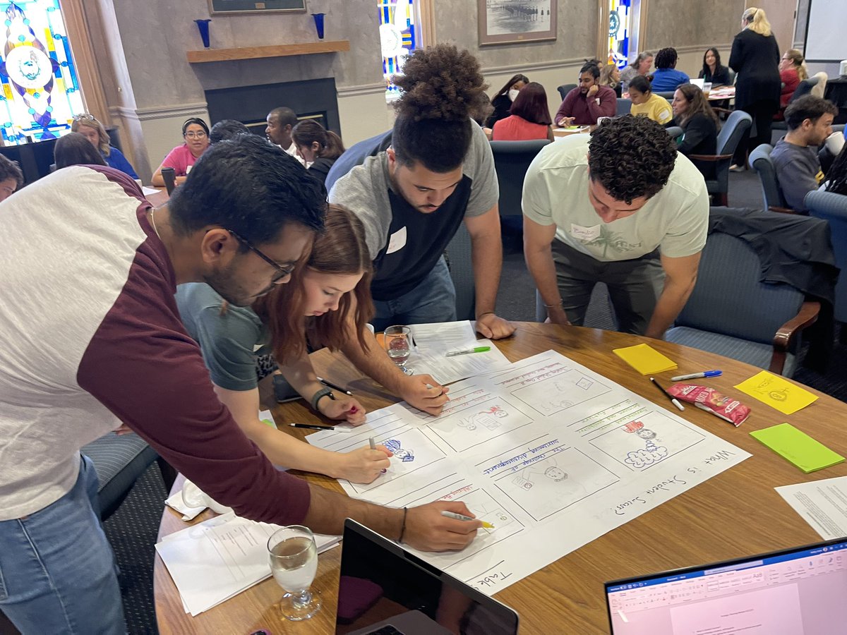 DeanHSnow's tweet photo. Students @utarlington sharing their thoughts on student success! Love watching the energy. #mavup #futurefive https://t.co/DR9AV8QBm3