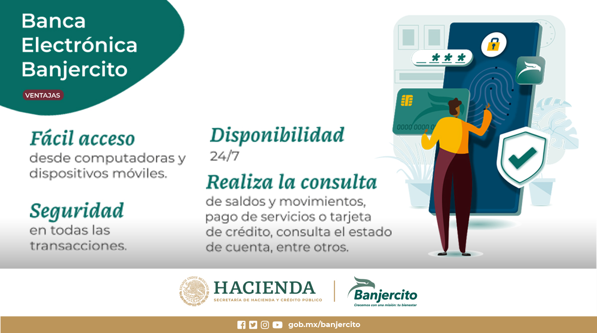 BanjercitoSNC's tweet photo. ¡Cuenta con la disponibilidad 24/7 de la Banca Electrónica de Banjercito!
#Banjenet #BanjeCel
@SEDENAmx @SEMAR_mx @GN_MEXICO_ https://t.co/qcOxZ3uE2x
