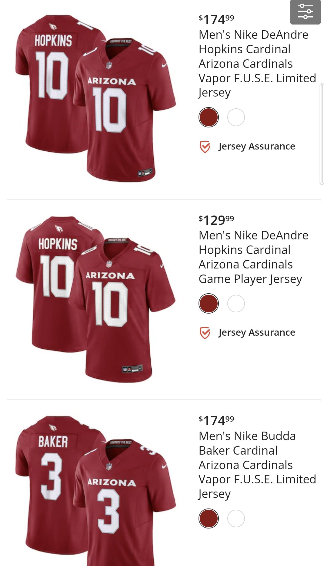 Curtis Leung on X: On the #AZCardinals team shop, only two players' jerseys  have the 'Free Jersey Assurance': DeAndre Hopkins and Isaiah Simmons Budda  Baker's jersey does not have the assurance  /