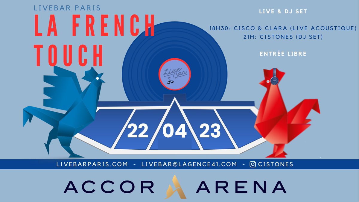 pymhouse's tweet photo. Dernières places gratuites disponible pour la before French Touch au Livebar @Accor_Arena le 22 avril à partir de 19 heures disponibles ici : https://t.co/UWFcLvdlOt

#frenchtouch #daftpunk #bobsinclar #justice #breakbot #martinsolveig #air https://t.co/mRSz5hnwP0
