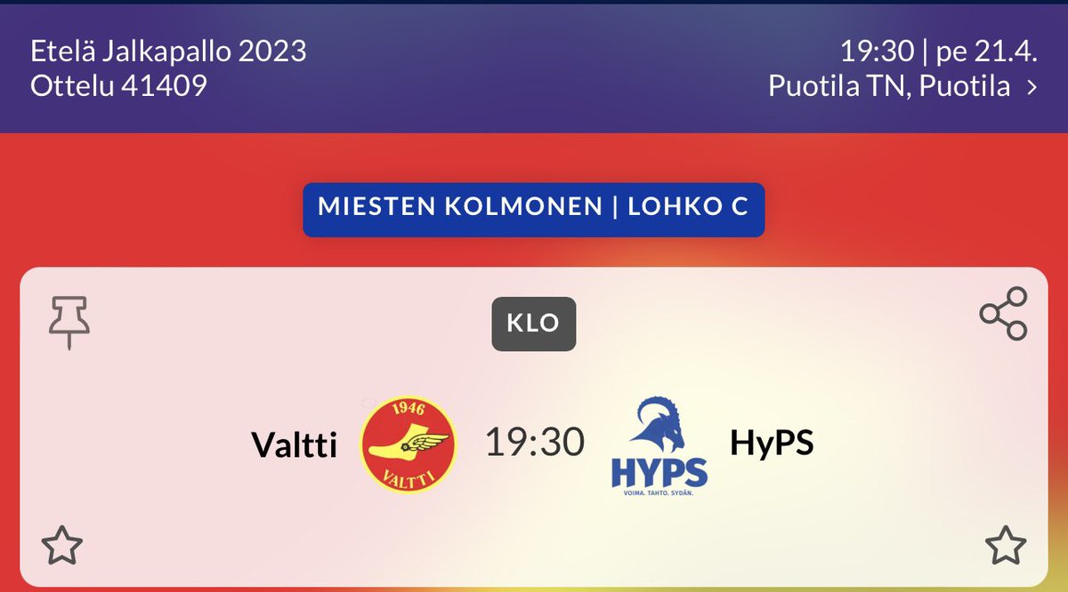 Tänään mennään taas - Pitkästä aikaa kolmosta!
<a href="/HyPS1947/">Hyvinkään Palloseura</a> #kolmonen
