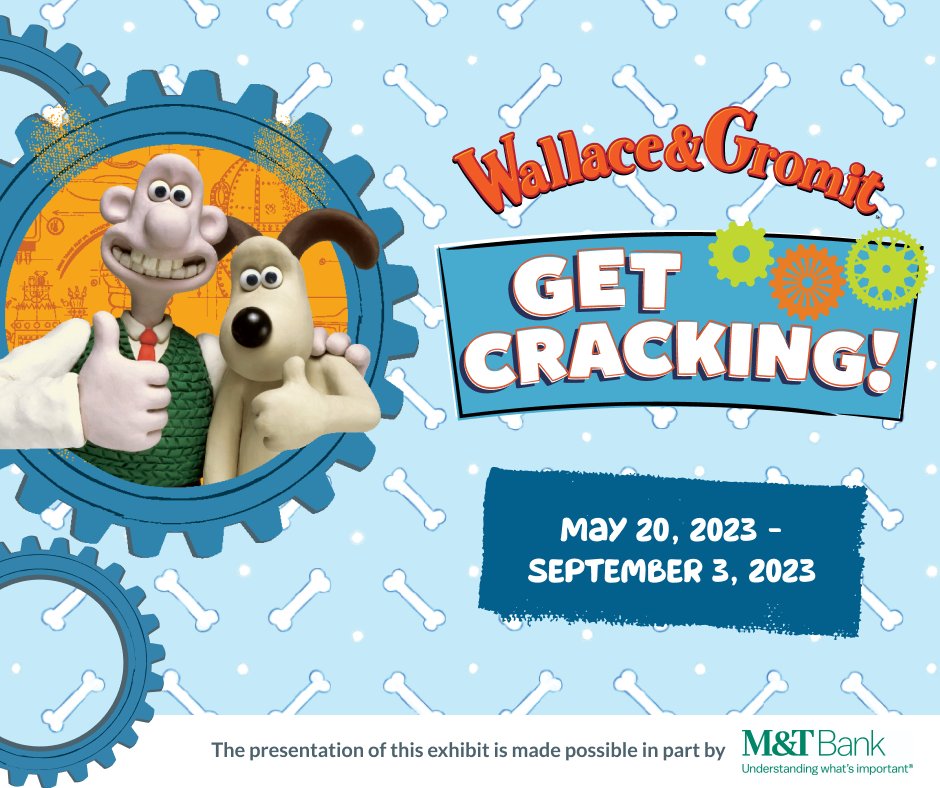 portdiscovery's tweet photo. Some familiar faces are coming to the museum on May 20th! Wallace &amp; Gromit™: Get Cracking! Here's a quick peek of what you'll come across when this brand-exhibit opens. 

The presentation of this exhibit is made possible in part by M&amp;T Bank. 

#childrensmuseums #wallaceandgromit https://t.co/m61tZ3Ujm1
