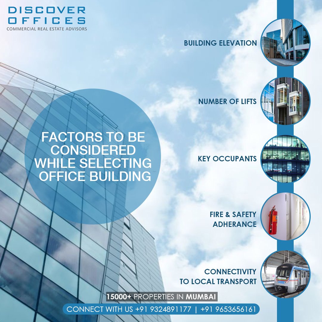 DiscoverOffices's tweet photo. There are many factors to consider while choosing an office, here is what we focus on. Get in touch with us to know more.

Call us to know more: +91 9324891177 | +91 9653656161

#DiscoverOffices #CommercialRealestate #Realestate  #OfficeSpaces #Office #Buy #Rental #Sell #Mumbai https://t.co/Uf570BJEk3