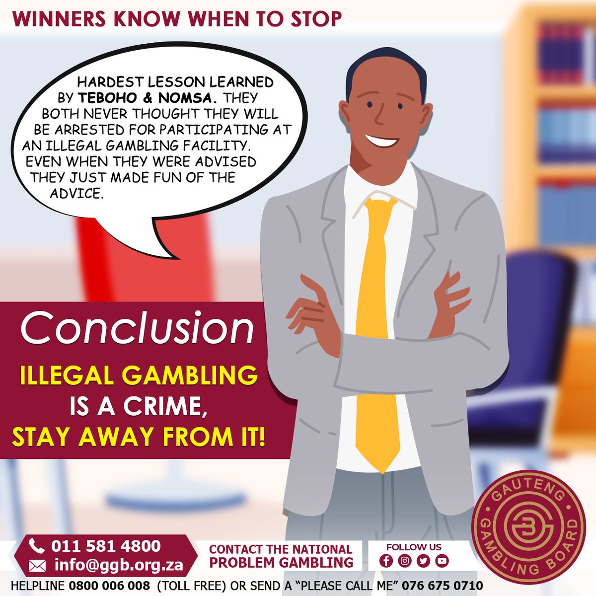 Gautenggamblin's tweet photo. #illegalgambling, #gautenggamblingboard, #gamblesafe, #illegalgamblinghurts, #winnersknowwhentostop, #gambling https://t.co/PVL2YWv7EC