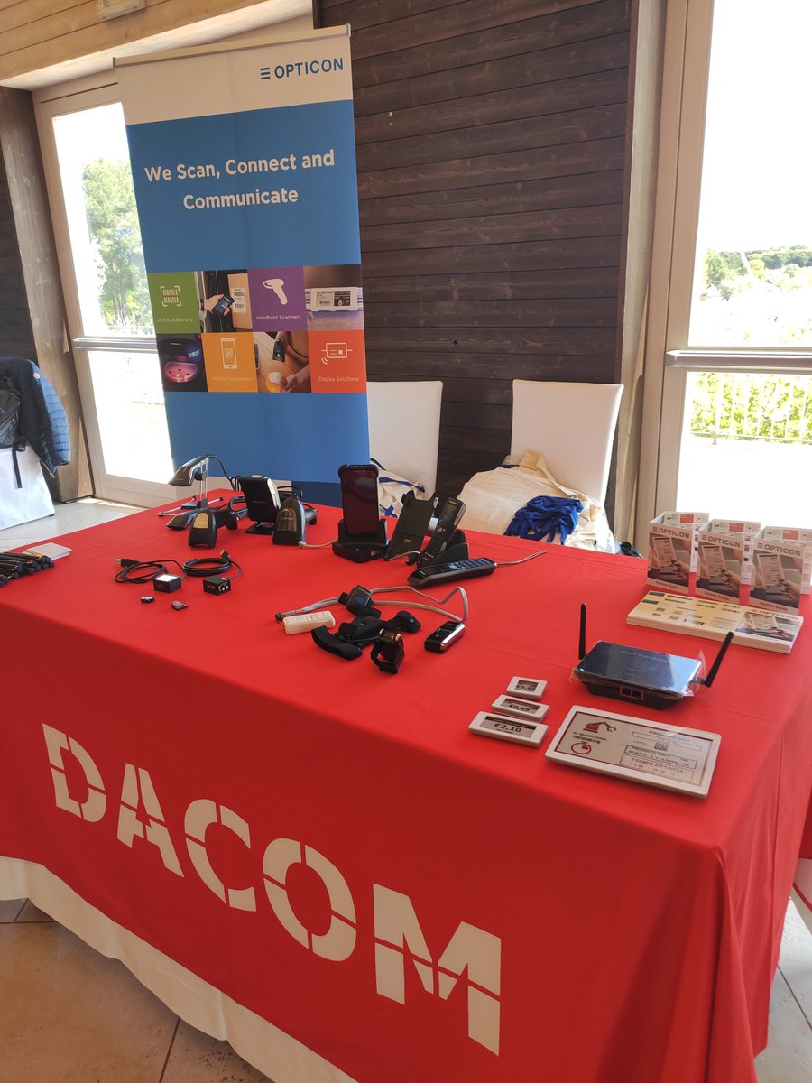 OpticonWorld's tweet photo. @michibrando had a fantastic first day at the Dacom tour. Lots of interest for ESL, Companion scanners and Scan engines. Missed this session? The next one is on 15th of June in Catania, Sicily. See you there! https://t.co/advBnvQxqY