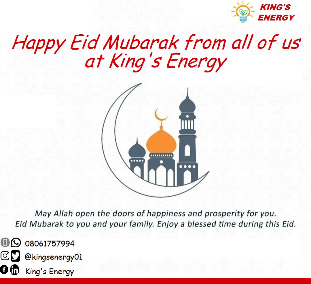 kingsenergy01's tweet photo. To the Muslim brothers and sisters, we say Happy Eid Mubarak🧤👨🔧⚡❤️
#solarpanels #solarsystem #solar #solarenergy #solarpower #kingsenergy #solarpv #2023goals #greenhouse #GHGemissions #solarpoweredlife #EidUlFitr #eidulfitr2023 #eidmubarak https://t.co/LkJRiIrwY5
