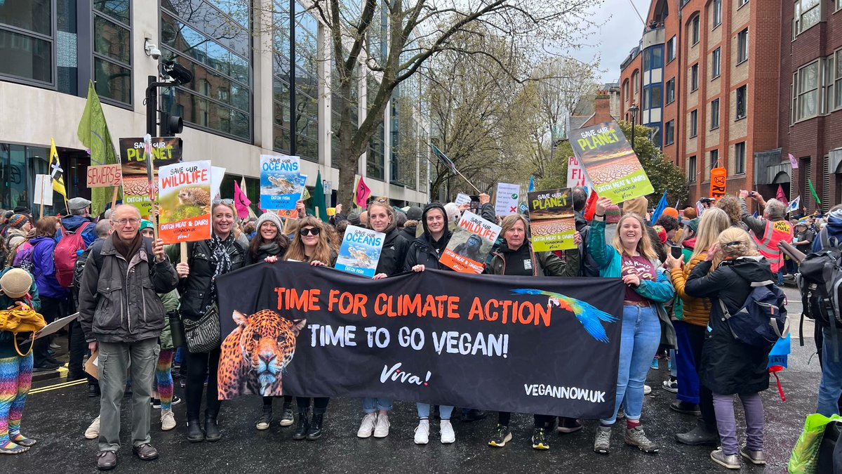We're outside <a href="/DefraGovUK/">Defra UK</a> demanding change! Our forests are burning, air is being polluted, oceans are poisoned, soil degraded, and wildlife wiped out.

Going vegan has been conclusively proved to be the ‘single biggest way’ we can protect the planet and our future. #thebigone