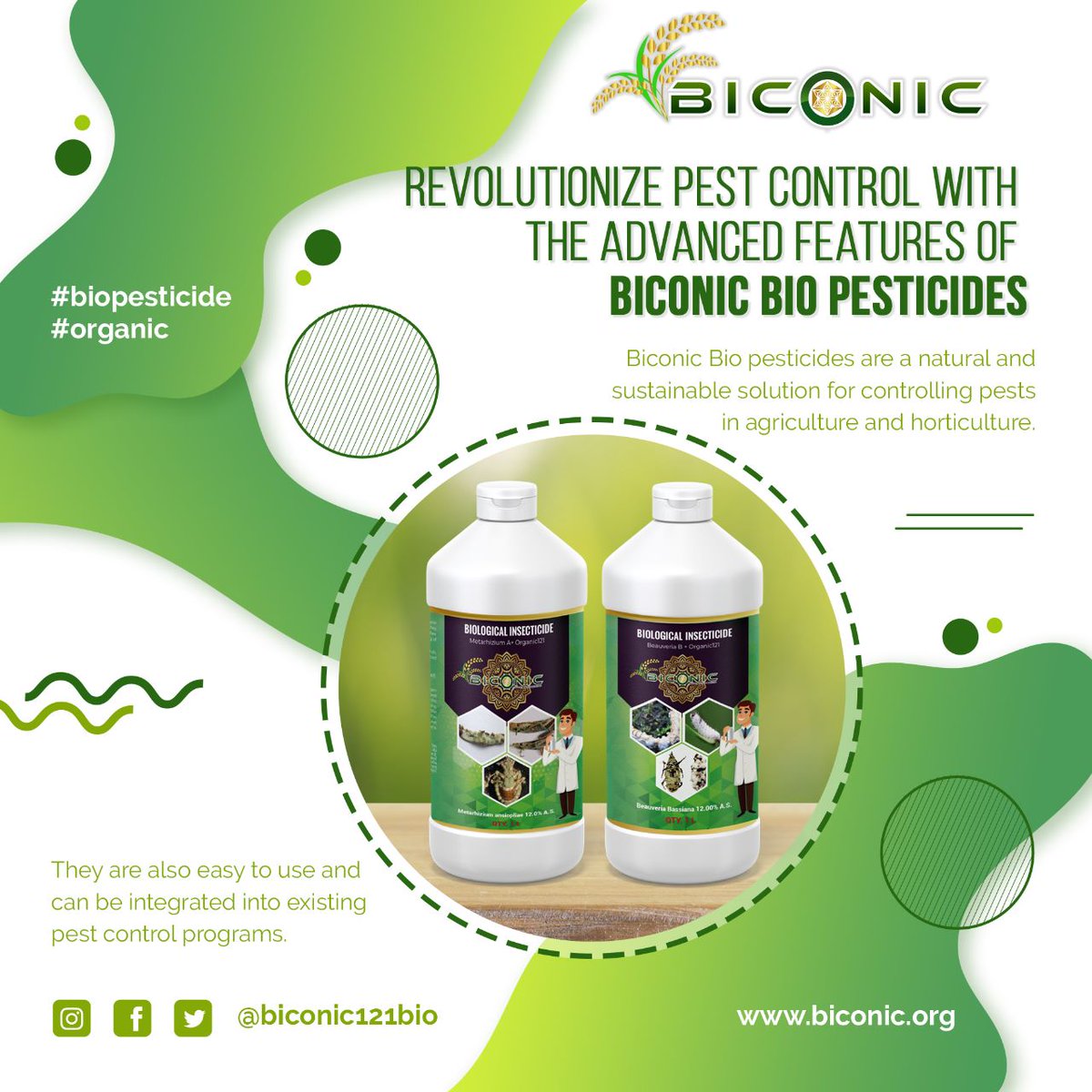 biconicorg's tweet photo. "Revolutionizing pest and disease control in agriculture." 
.
.
Contact No. +91 8076653207 
#biopesticides #agriculture #farming #organicfarming #bioinsecticides #pestcontrol #horticulture #bioinsekticides https://t.co/hNdFiPWW4B