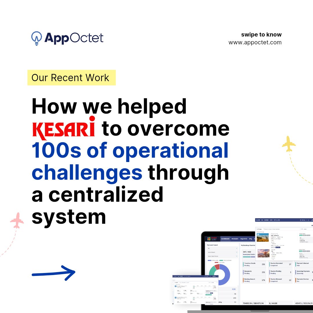 appoctet's tweet photo. Check out our recent work ☝️

How we helped Kesari - Overcome 100s of operational challenges through a centralised system 

How we brought our client's vision into reality 💻😀

#appoctet #technology #webapp #ai #ml #uiux #qa #solution #product   #clientsatisfaction #proud https://t.co/GHGWjMPQan