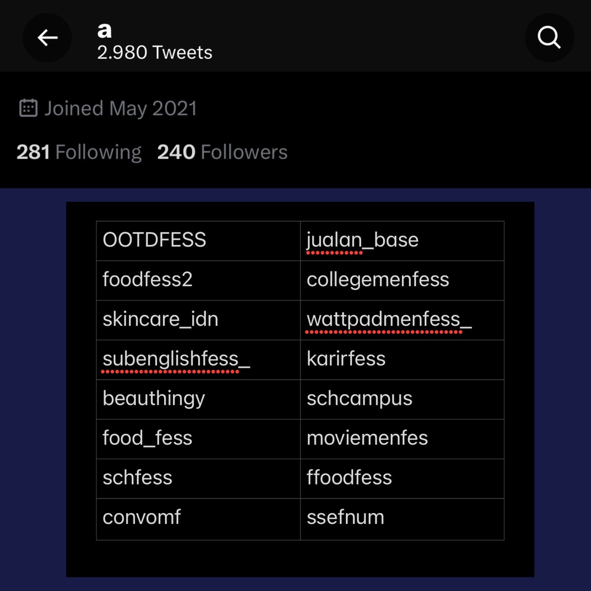 0K6XYP's tweet photo. wts FA acc Y21  

- verif email include pass
- mt &amp; ht aman (minus sbb)
- usn bo delight  
- di fb 16 base (ada di pict) 

#zonauang https://t.co/VCmBNJkhjP