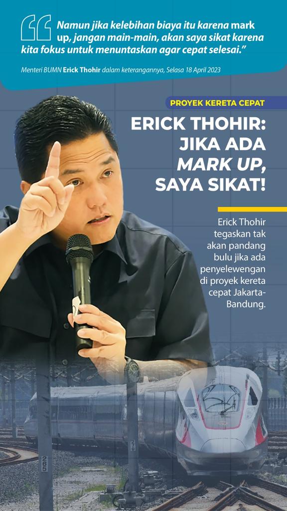 CakCaping's tweet photo. Erick Thohir tegaskan tak akan pandang bulu jika ada penyelewengan di proyek kereta
cepat Jakarta-Bandung.
#BangkitBersamaET https://t.co/vbD0nQAHjU