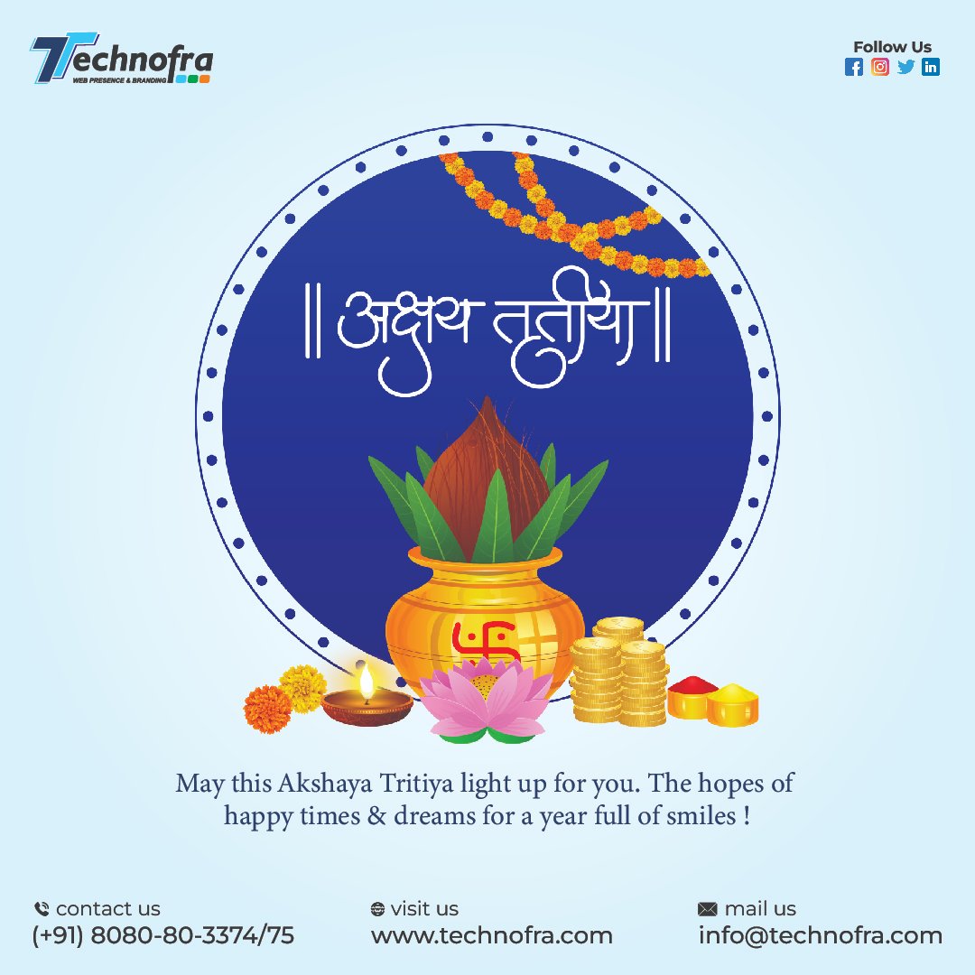 Technofra_'s tweet image. Invest in the best technology this Akshaya Tritiya and watch your success grow exponentially! Happy Akshaya Tritiya from Technofra! 

Contact us 
Call:- +91-8080803374/75 
Email:- info@technofra.com 
Website:-technofra.com

#AkshayaTritiya #InvestInTechnology #Technofra